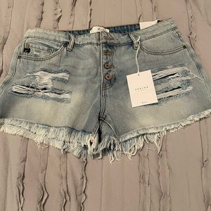 KanCan yasmine mid rise distressed jean shorts